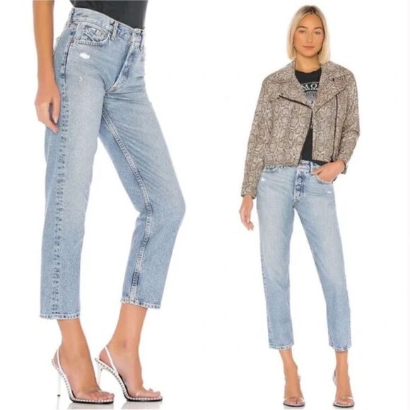 NWTs GRLFRND Helena Crop Jeans in Blue Train Size 32 - Picture 1 of 12